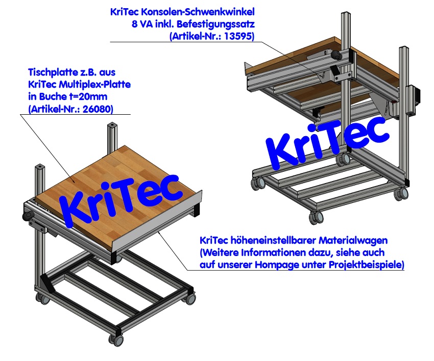 KriTec Konsolen-Schwenkwinkelsatz 8 Raster 40 VA
