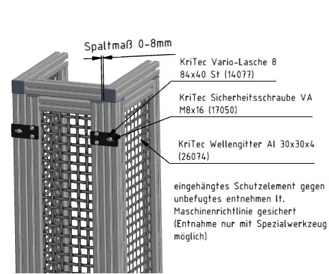 KriTec Vario-Lasche 8 84x40x4 Stahl, schwarz