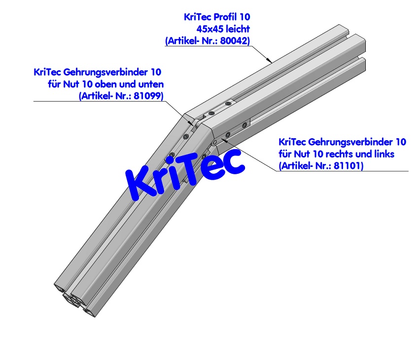 KriTec Gehrungsverbinder 10 für Nut 10 rechts und links
