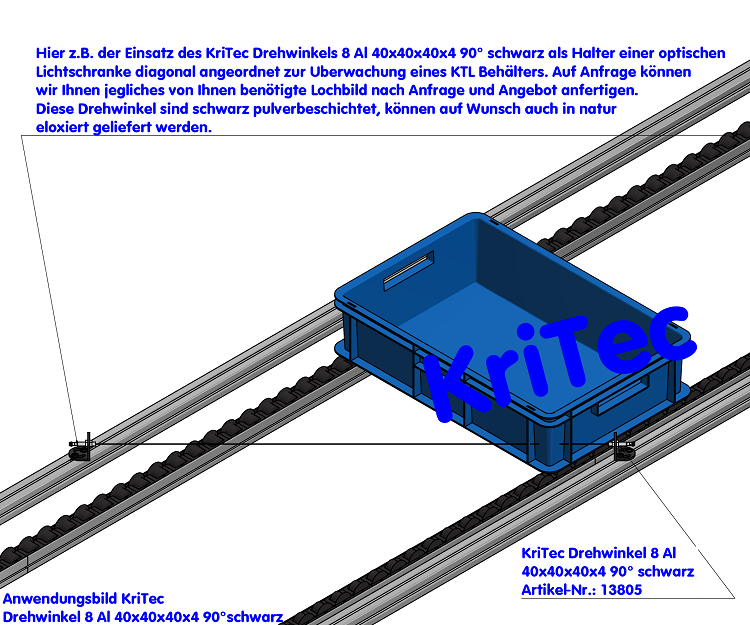 KriTec Drehwinkel 8 Al 40x40x40x4 90° schwarz