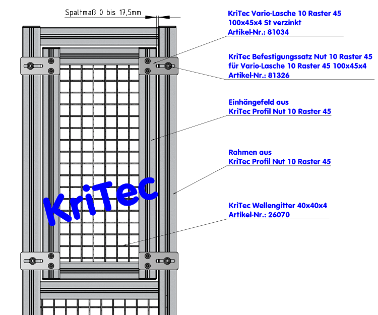 KriTec Vario-Lasche 10 Raster 45 100x45x4 St verzinkt