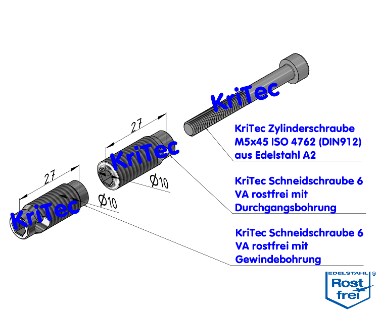 KriTec Automatik-Stoßverbindungssatz 6, VA rostfrei