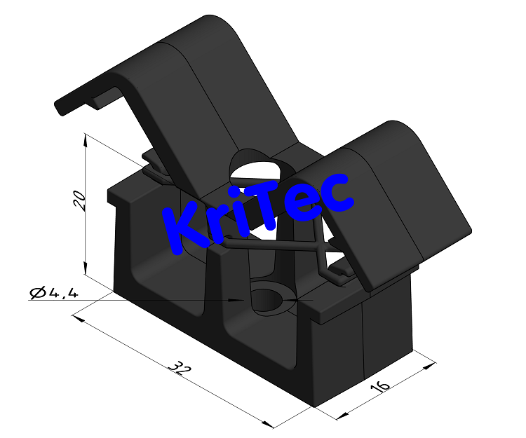 KriTec Clip-Kabelbinder mit Gummi 8 Raster 40 mit Zylinderschraube DIN 912