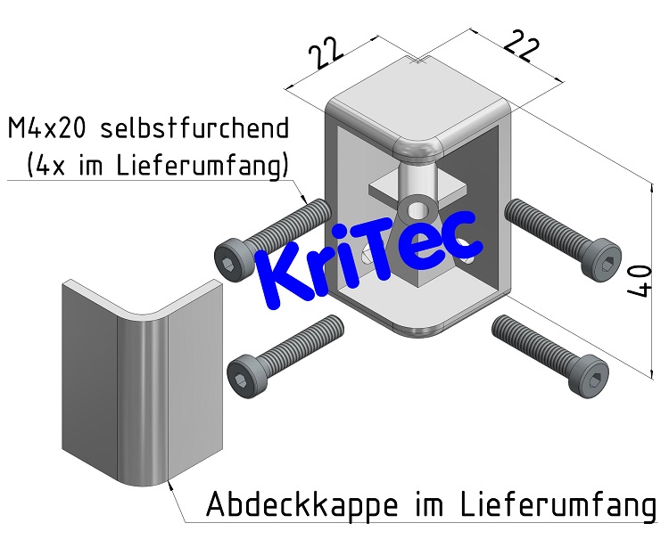 KriTec Rahmenprofil-Eckverbindungssatz 8 40x20