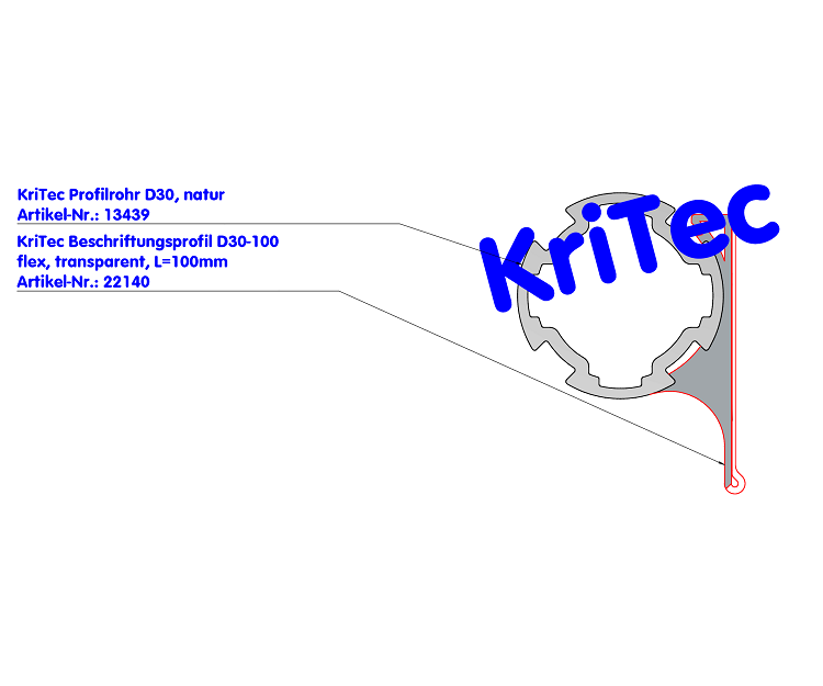 KriTec Beschriftungsprofil D30-100, transparent