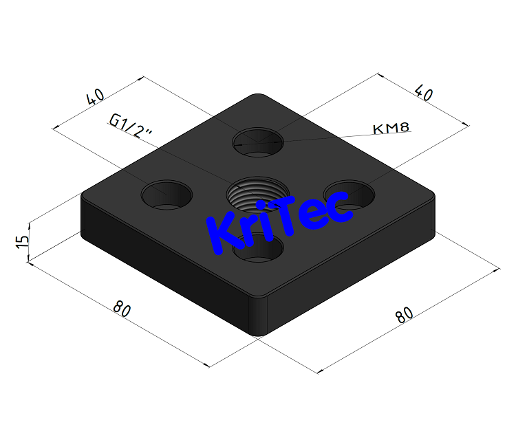 KriTec Pneumatik-Anschlussplatte 8 80x80 G1/2zoll