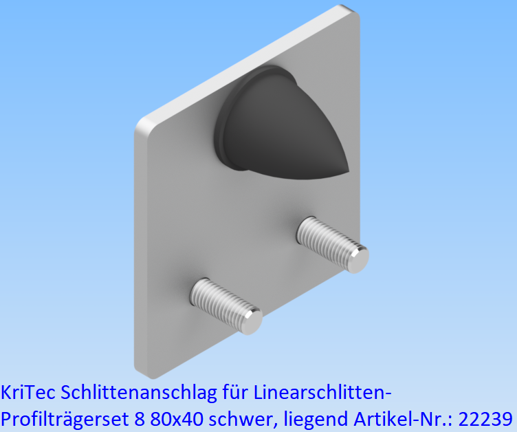 KriTec Schlittenanschlag für Linearschlitten-Profilträgerset 8 80x40 schwer, liegend