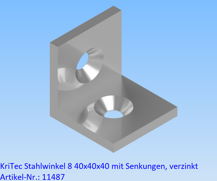 KriTec Stahlwinkel 8 40x40x40 mit Senkungen, verzinkt