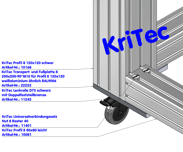 KriTec Universalverbindungssatz 8 Raster 40, verzinkt und rostfrei
