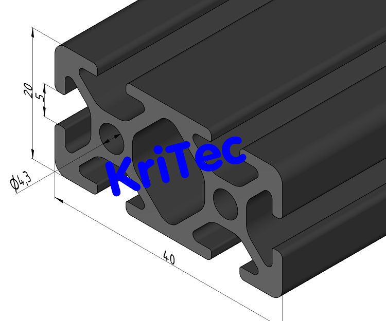 KriTec Profil 5 40x20 schwarz