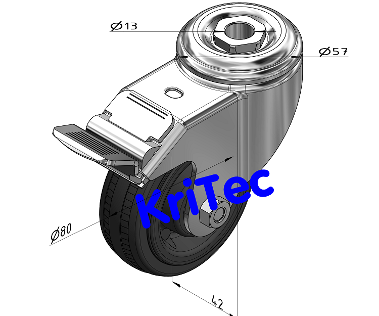 KriTec Lenkrolle D80 Vollgummi schwarz ESD mit Doppelfestbremse