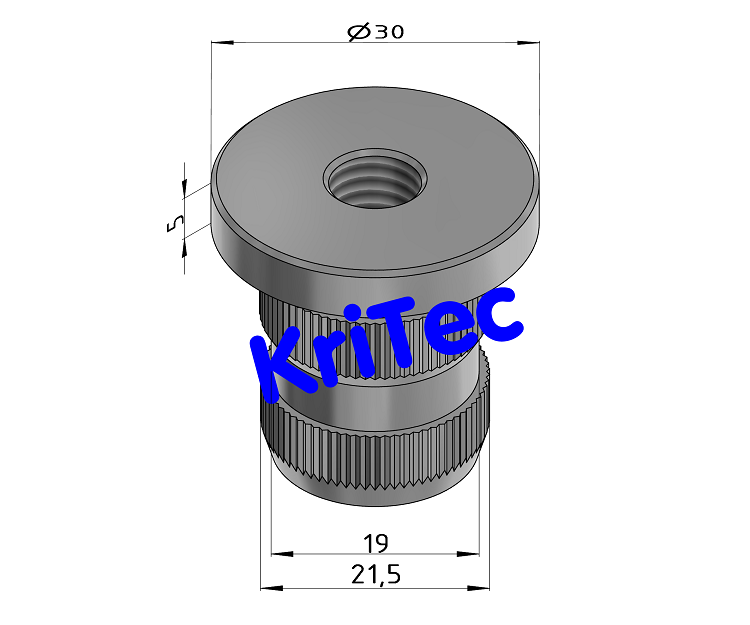 KriTec Gewindeeinsätze Profilrohr D30, Al