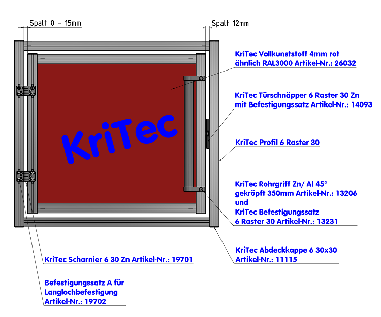 KriTec Türschnäpper 6 Raster 30 Zn mit Befestigungssatz