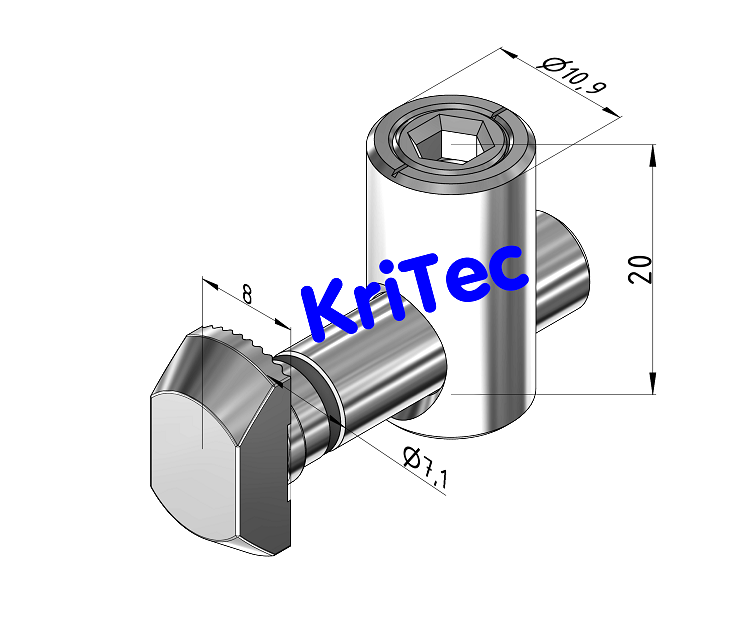 KriTec Schnellspannverbinder 0° 8 Raster 30