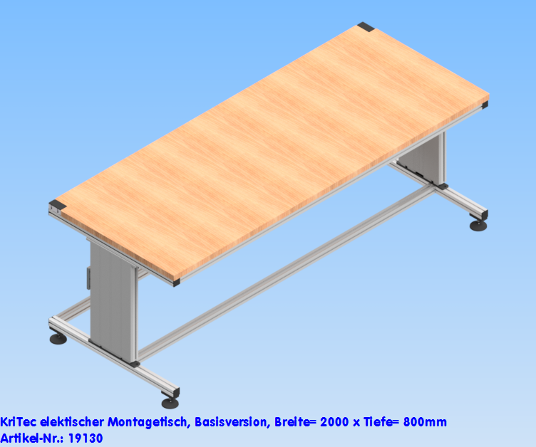 KriTec elektischer Montagetisch, Basisversion, Breite= 2000 x Tiefe= 800mm