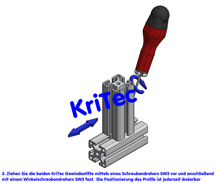 KriTec Turbo-Standardverbindungssatz 8 Raster 40 ohne Bohrung einsetzbar