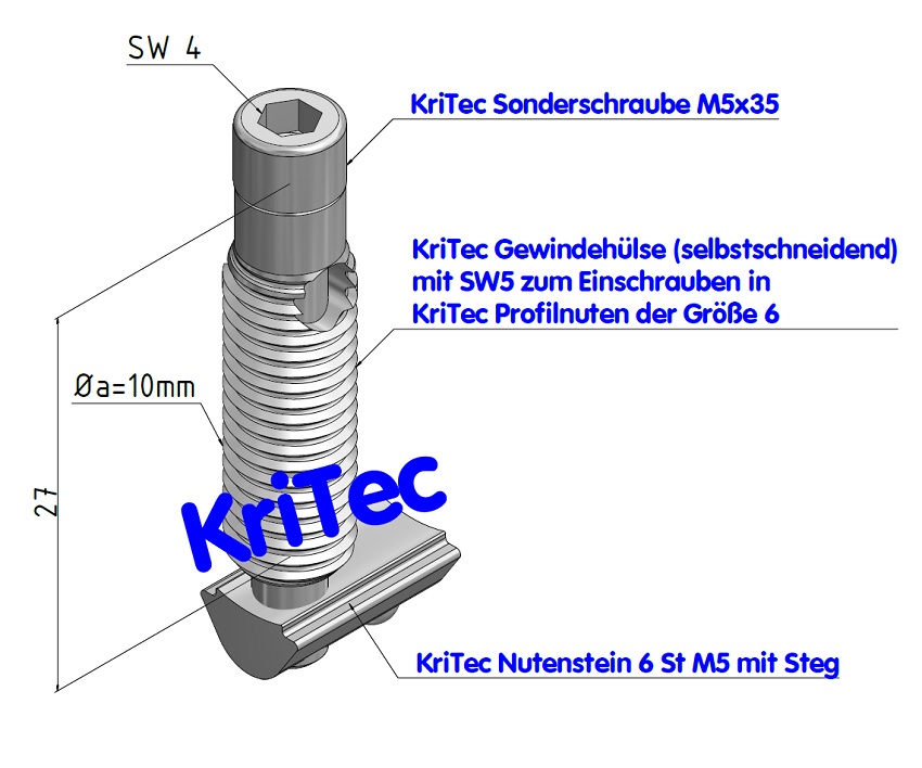 KriTec Automatik-Verbindungssatz 6 Raster 30, Stahl, verzinkt