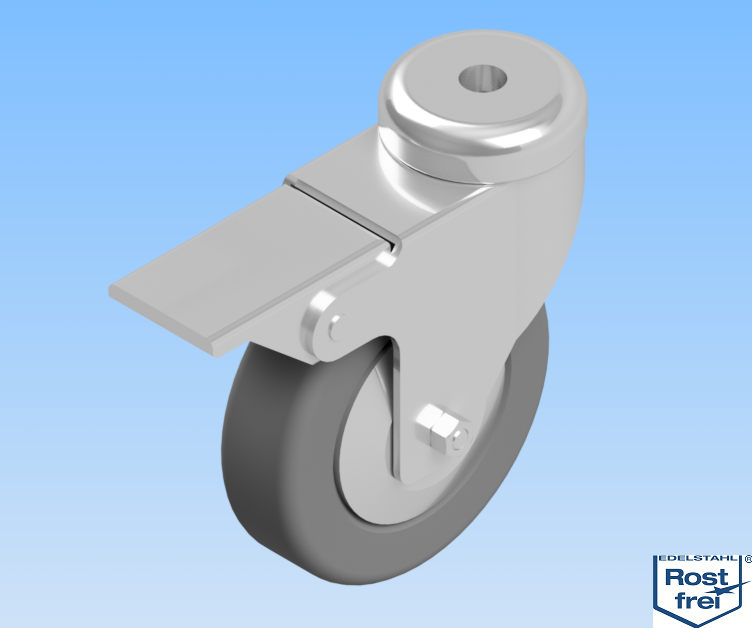 KriTec Lenkrolle D80 mit Doppelfeststellbremse, rostfrei - auch antistatisch