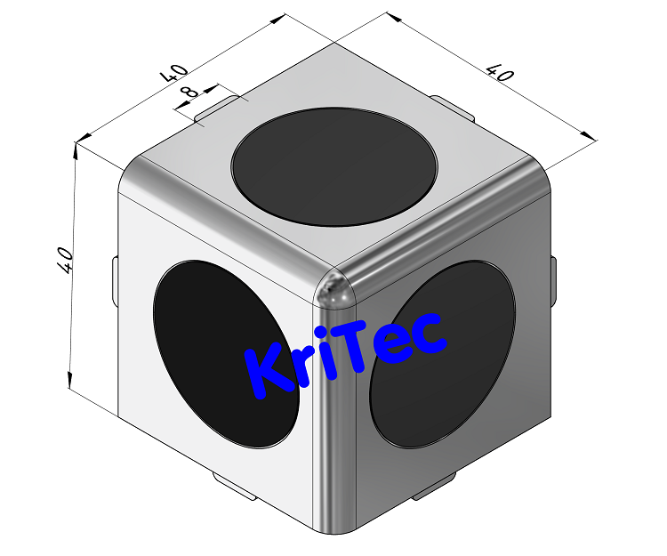 KriTec Würfelverbindungssatz 8 40x40x40 Eck 3D inkl. 3 Abdeckkappen schwarz