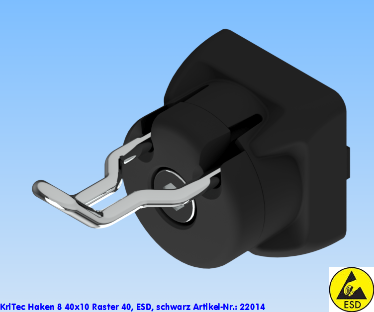 KriTec Haken 8 40x10 Raster 40, ESD, schwarz