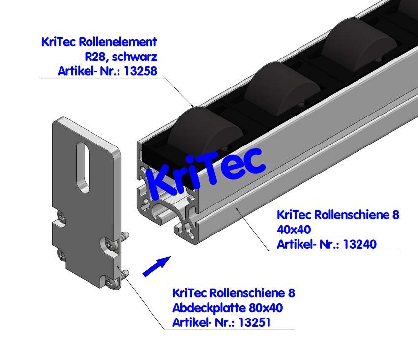 KriTec Rollenelement D28 mit Rolle R28, schwarz