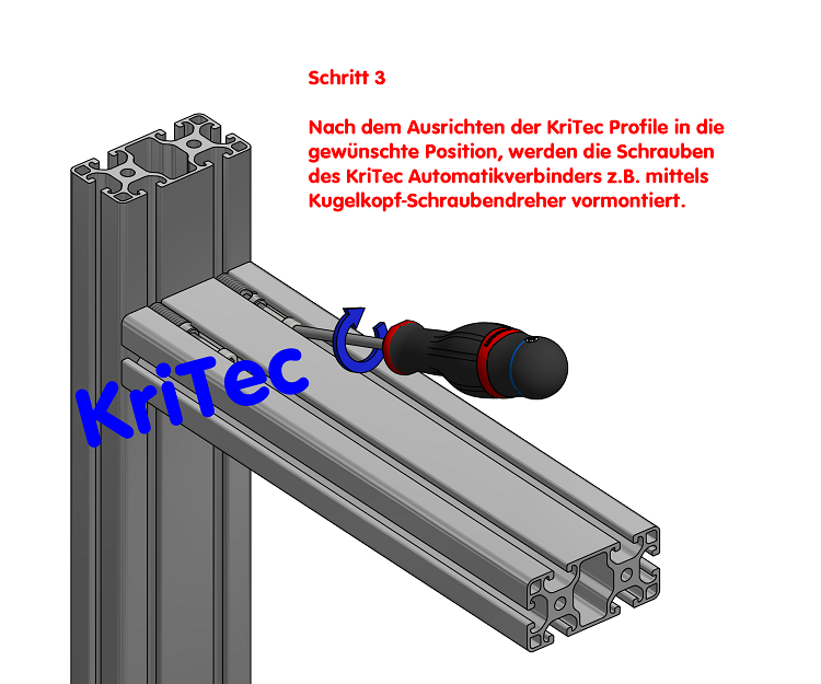 KriTec Automatik-Verbindungssatz 8 Raster 40, verzinkt mit Nutenstein mit Steg