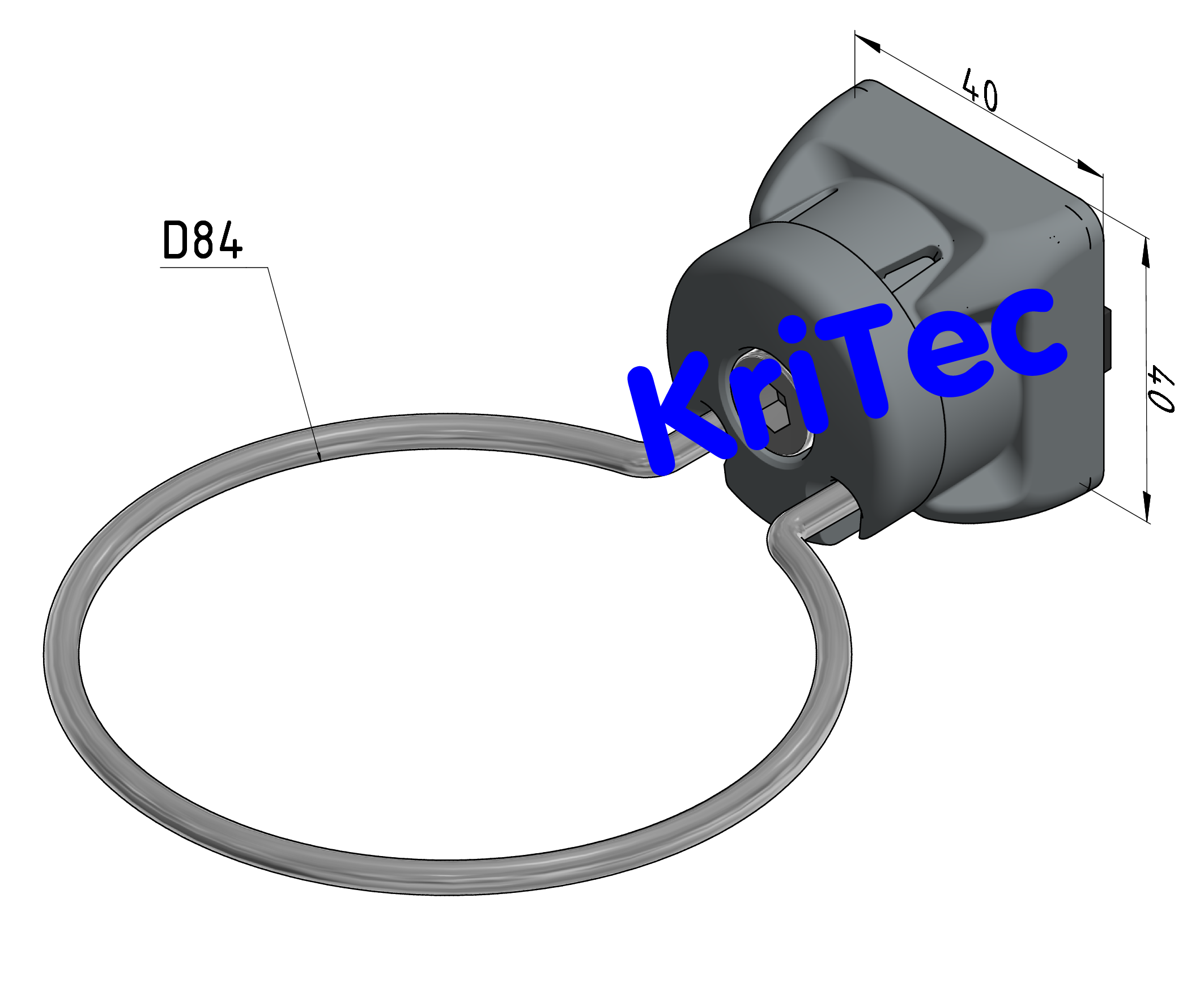 KriTec Halter 10 D80 Raster 40/ 45/ 50/ 60, grau ähnl. RAL 7042