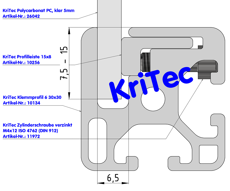 KriTec Klemmprofil 6 30x30
