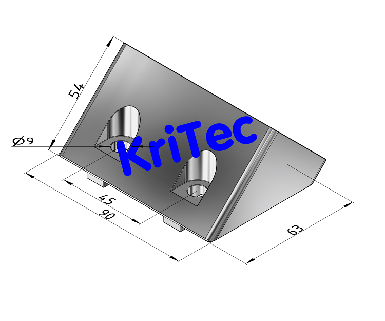 KriTec Doppel-Profilverbindungsblock 10 90x45-45°