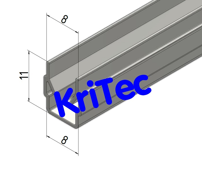 KriTec Abdeck- und Einfassprofil 8 Raster 40, alu silber