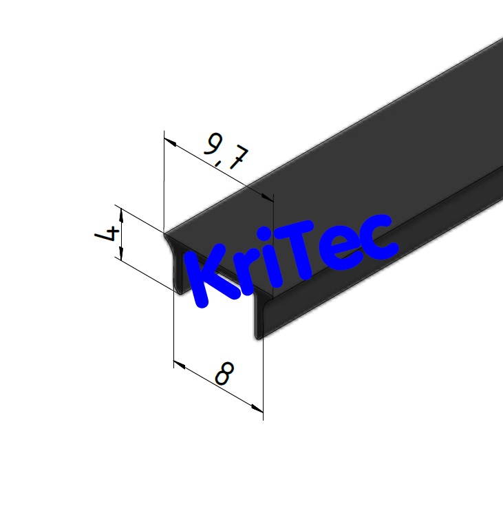 KriTec Abdeckprofil 8 Raster 40, Al schwarz eloxiert