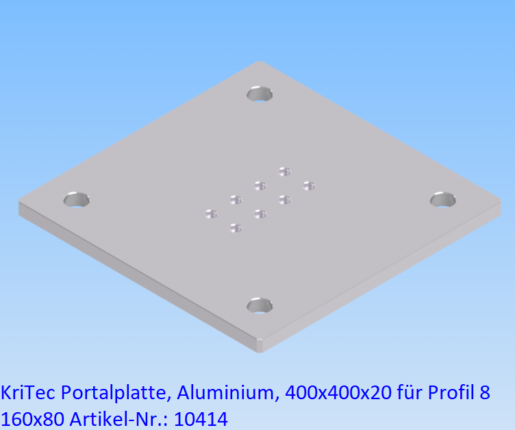 KriTec Portalplatte, Aluminium, 400x400x20 für Profil 8 160x80