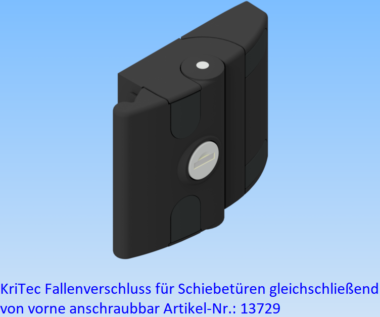 KriTec Fallenverschluss für Schiebetüren, gleichschliessend, von vorne anschraubbar, schwarz