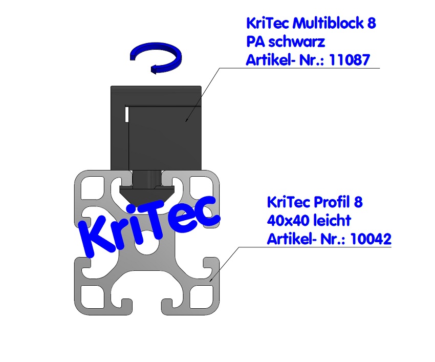 KriTec Multiblock 8 Raster 40 PA, schwarz