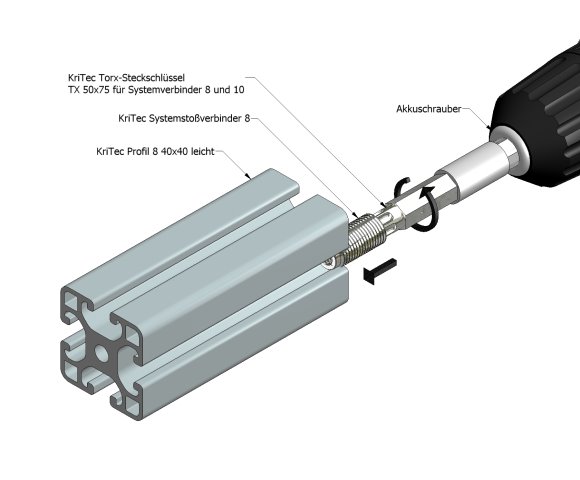 KriTec System-Stoßverbindungssatz Nut 6 Raster 30