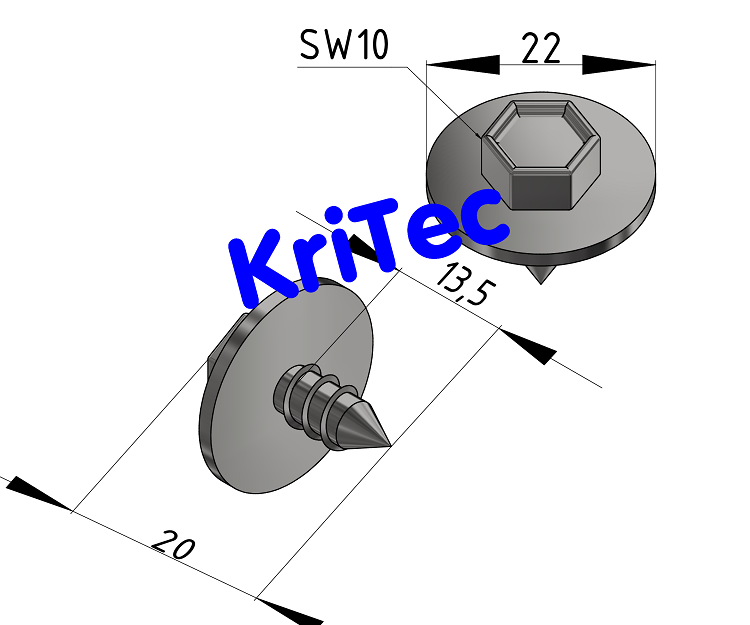 KriTec Kombischraube Stahl, verzinkt Sechskantkopf 6,3x16 mit Unterlegscheibe