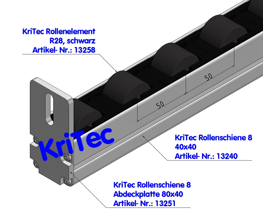 KriTec Rollenelement D28 mit Rolle R28, schwarz