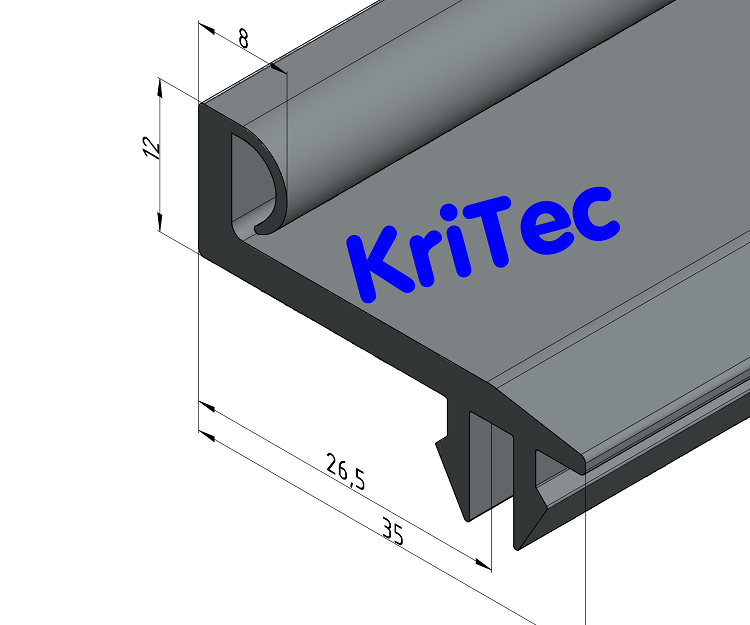 KriTec Türdichtanschlag 8 Raster 40 für Profil 8 Raster 40