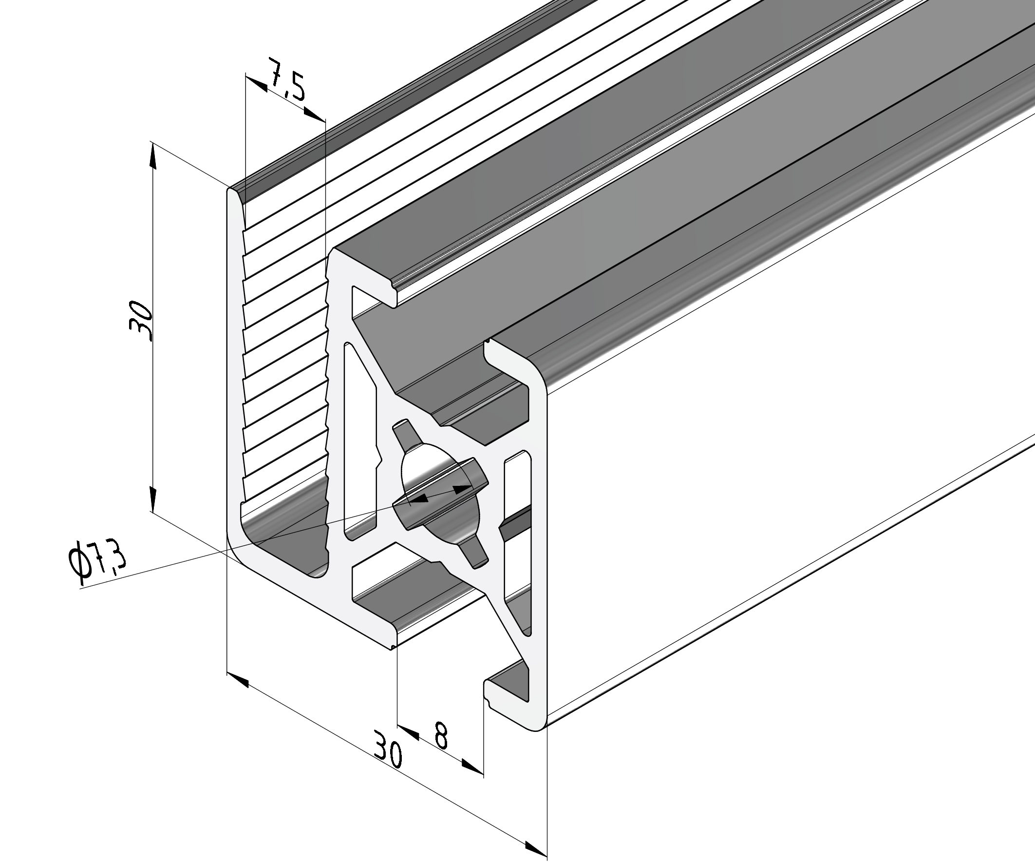 KriTec Schutzgitterprofil 8 (10) 30x30 passend für Nut 10