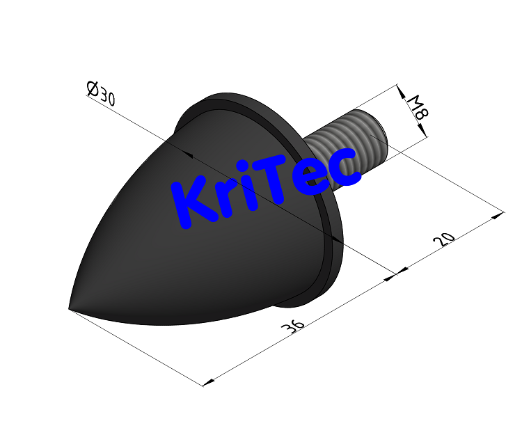 KriTec Parabel-Puffer Ø 30x36 M8 mit Außengewinde