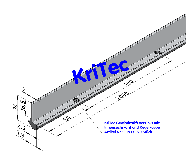 KriTec Winkelleiste 8 Al 16 M5, natur