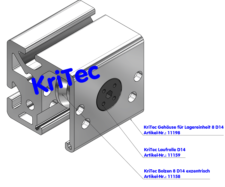 KriTec Bolzen 8 D14 exzentrisch Stahl, schwarz