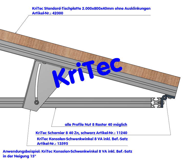 KriTec Konsolen-Schwenkwinkelsatz 8 Raster 40 VA