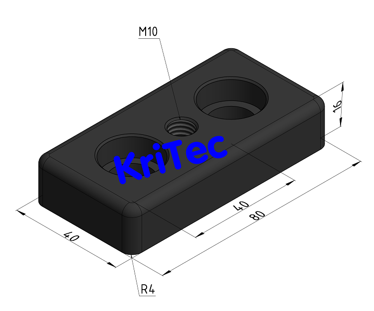 KriTec Transport- und Fußplatte 10 Zn 80x40 M10