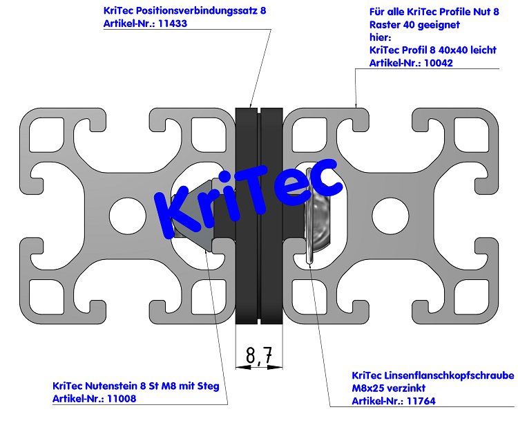 KriTec Positionsverbindungssatz 8 Raster 40