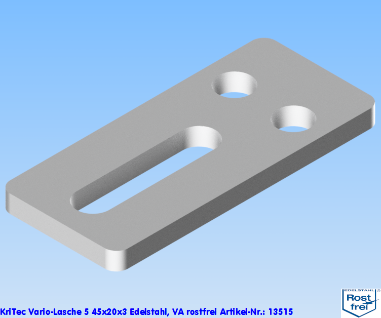 KriTec Vario-Lasche 5 45x20x3 Edelstahl, VA rostfrei