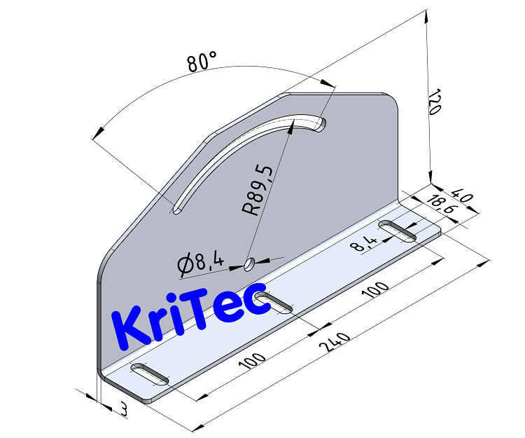 KriTec Schwenkwinkel Mammut, weißaluminium ähnl. RAL 9006 matt