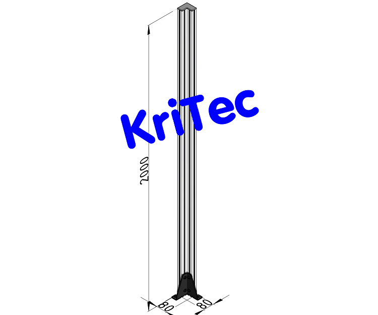 KriTec Pfosten Innenecke Premium Profil 8 W80x80x40 H2.000mm