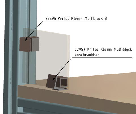 KriTec Klemm-Multiblock 8 PA, grau ähnl. RAL 7042