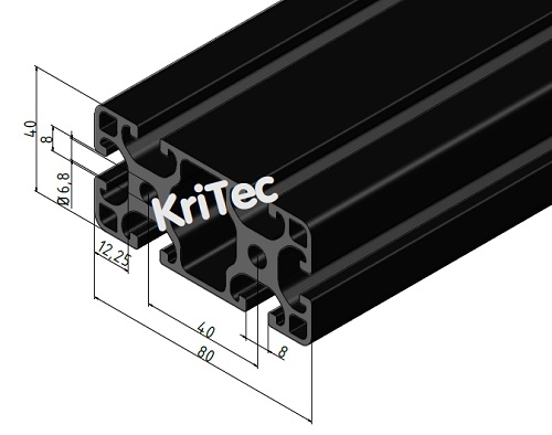 KriTec Profil 8 80x40 leicht schwarz